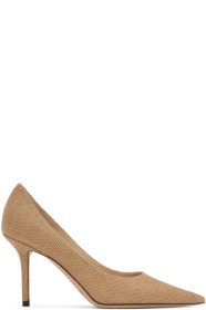 Jimmy Choo - Beige Raffia Love 85 Heels