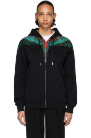 Marcelo Burlon County of Milan - Black & Green Wings Zipped Hoodie
