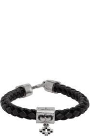 Marcelo Burlon County of Milan - Bracelet tressé en cuir noir et gris Cross