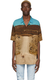 Marcelo Burlon County of Milan - Beige & Blue Ostrich Shirt