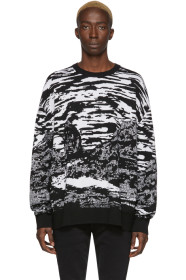 Marcelo Burlon County of Milan - Black & White Wool All Over Mountains Sweater