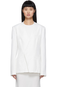 Haider Ackermann - White Silk Collarless Blazer
