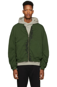 Haider Ackermann - Blouson aviateur à broderies kaki et noir exclusif à SSENSE