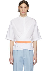 Haider Ackermann - White & Orange Silk Wrap Belt Shirt