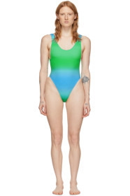 Jacquemus - 蓝色 & 绿色 Le Maillot Camerio 连体泳衣