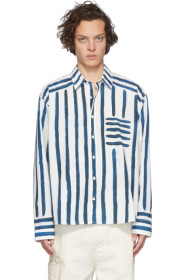 Jacquemus - 白色 & 蓝色 La Chemise Peinture 衬衫