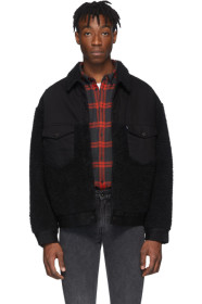 Levi's Made & Crafted - Blouson camionneur surdimensionné en sherpa noir
