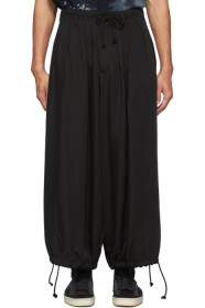 Yohji Yamamoto - Pantalon en cupro noir Balloon