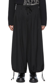 Yohji Yamamoto - Pantalon en laine noir Balloon