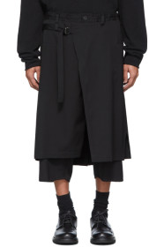 Yohji Yamamoto - Pantalon en laine noir Regular Wrapped