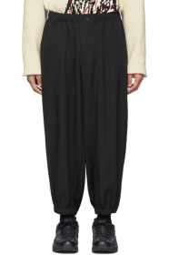 Yohji Yamamoto - Pantalon en laine noir Tab Gather