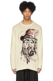 Yohji Yamamoto - Pull blanc cassé Yohji