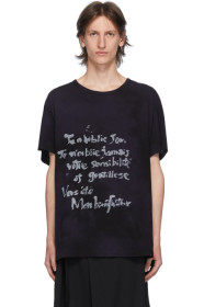 Yohji Yamamoto - T-shirt à motif tie-dye bleu marine