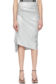 Paco Rabanne - Silver Jersey Gathered Skirt