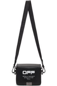 Off-White - 黑色 Wavy Logo 翻盖单肩包