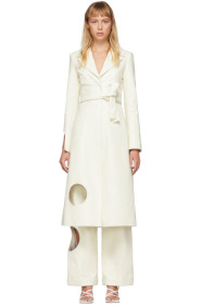 Off-White - White Leather Meteor Trench Coat