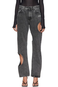 Off-White - Grey Baggy Hole Jeans