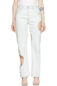 Off-White - Blue Baggy Hole Jeans