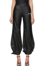 Off-White - Black Leather Bow Trousers