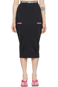 Off-White - Black & Pink 'Off' Active Pencil Skirt