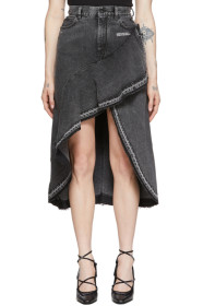 Off-White - Grey Denim Asymmetric Skirt
