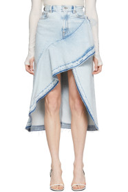Off-White - Blue Denim Asymmetric Skirt