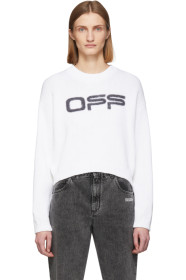 Off-White - Pull en maille à logo blanc