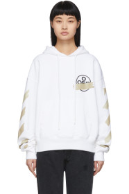 Off-White - Pull à capuche blanc Tape Arrows Over