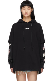 Off-White - Black Caravaggio Double Tee Hoodie