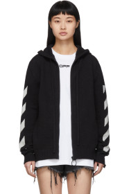 Off-White - Black 'Off' Zip Diag Hoodie