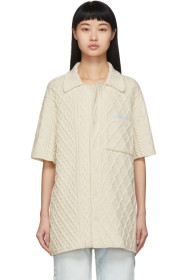 Off-White - Off-White Cable Knit Short Sleeve Shirt