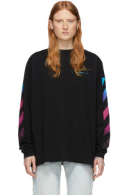 Off-White - ブラック グラディエント Diag ロング スリーブ T シャツ