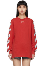 Off-White - レッド エアポート テープ ロング スリーブ T シャツ
