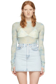 Off-White - Blue Tie-Dye Basic Sheer T-Shirt