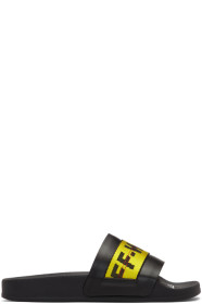 Off-White - Sandales à enfiler noires et jaunes Industrial