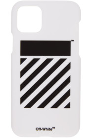 Off-White - Étui pour iPhone 11 blanc Diagonal exclusif à SSENSE