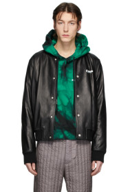 Off-White - Black Leather Arrows Bomber Jacket