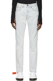 Off-White - Blue Bleached Slim-Fit jeans
