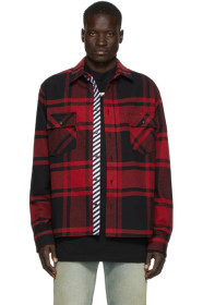 Off-White - SSENSE 限定 ブラック & レッド ステンシル シャツ