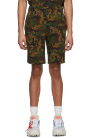 Off-White - Green Camo All Over Shorts