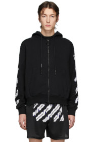 Off-White - Black Airport Tape Zip hoodie