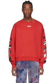 Off-White - Red Caravaggio Square Arrows Slim Sweatshirt