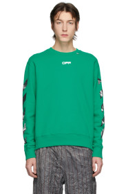 Off-White - Green Caravaggio Square Arrows Slim Sweatshirt