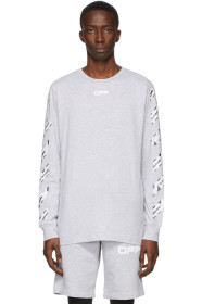 Off-White - Grey Airport Tape Long Sleeve T-Shirt