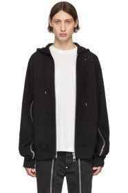 Johnlawrencesullivan - Pull à capuche noir Damaged