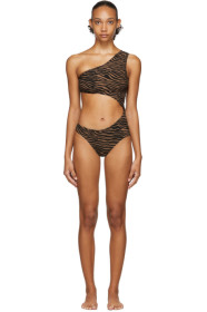 Lisa Marie Fernandez - Black & Brown Zebra Eugenie One-Piece Swimsuit