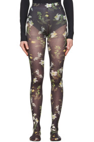Erdem - Black Floral Tights