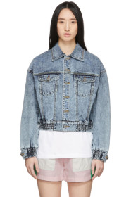 SJYP - Blue Denim Short Color Stitch Jacket