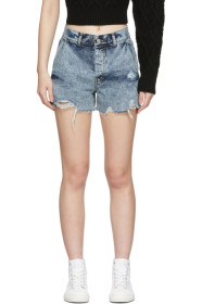 SJYP - Blue Denim Color Stitched Shorts