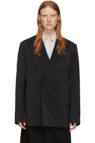 Lemaire - Blazer en soie à double boutonnage noir